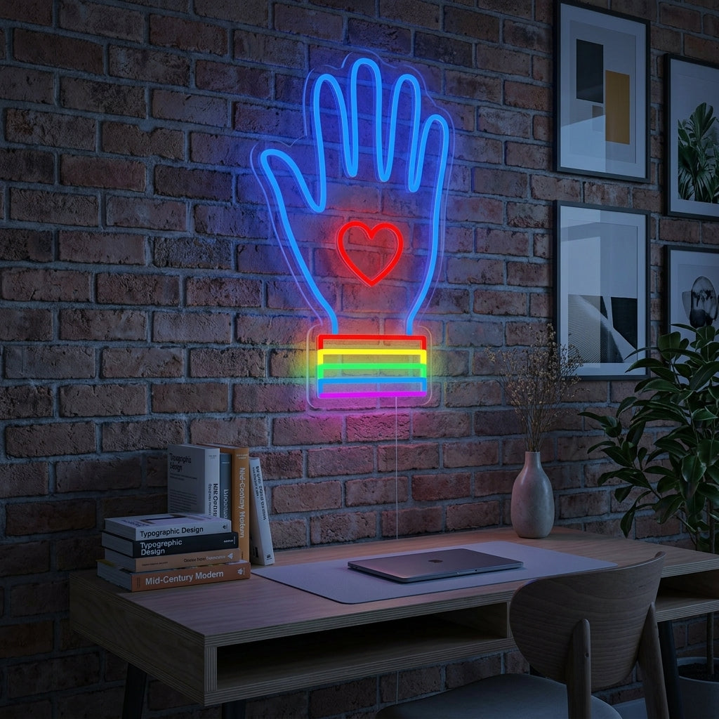 "Regenboogvlag Lgbt-Trots Uniek, Hand" Neon Verlichting