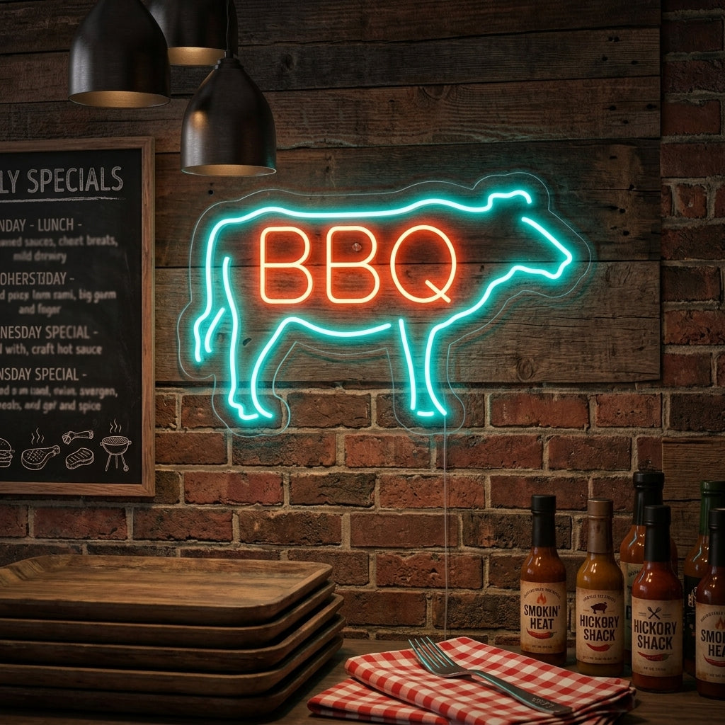 "Koe, BBQ" Neon Verlichting