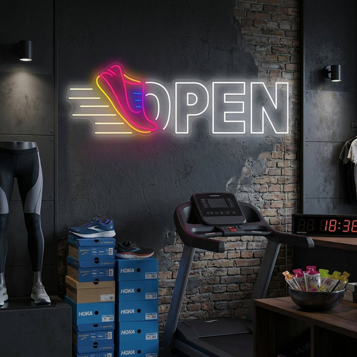 "Hardloopschoenen Open" Neonbord