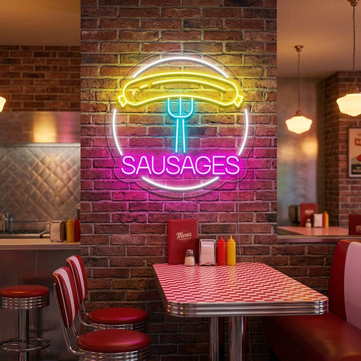 "Sausages, worst, vork" Neon Verlichting