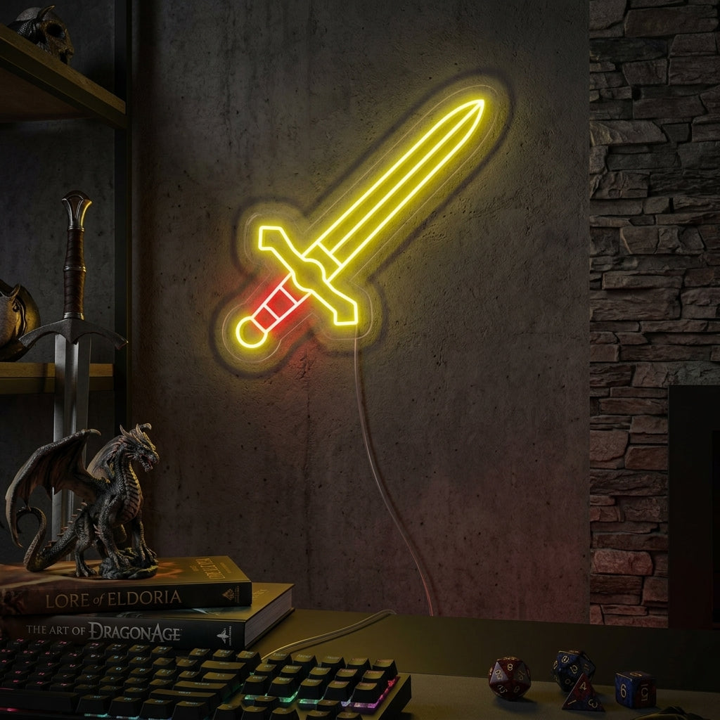 "Metalen Dolk Ridder Zwaard" Neon Verlichting