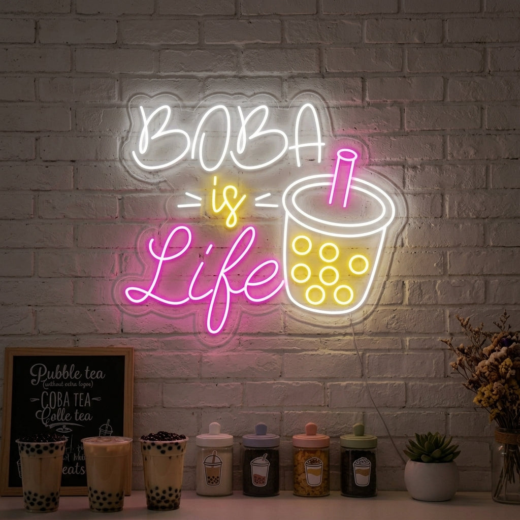 "Boba-kop, Boba is Life" Neon Verlichting