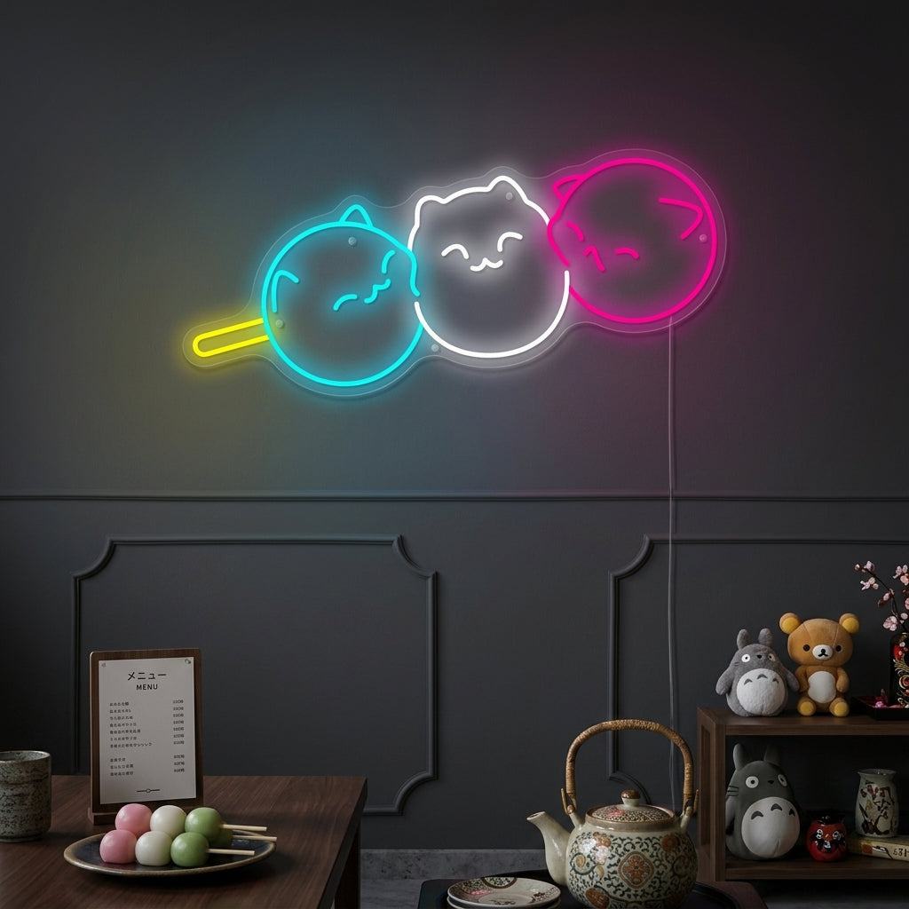 "Kawaii Japanse kat Dango" Neonbord