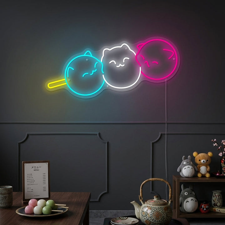 "Kawaii Japanse kat Dango" Neonbord
