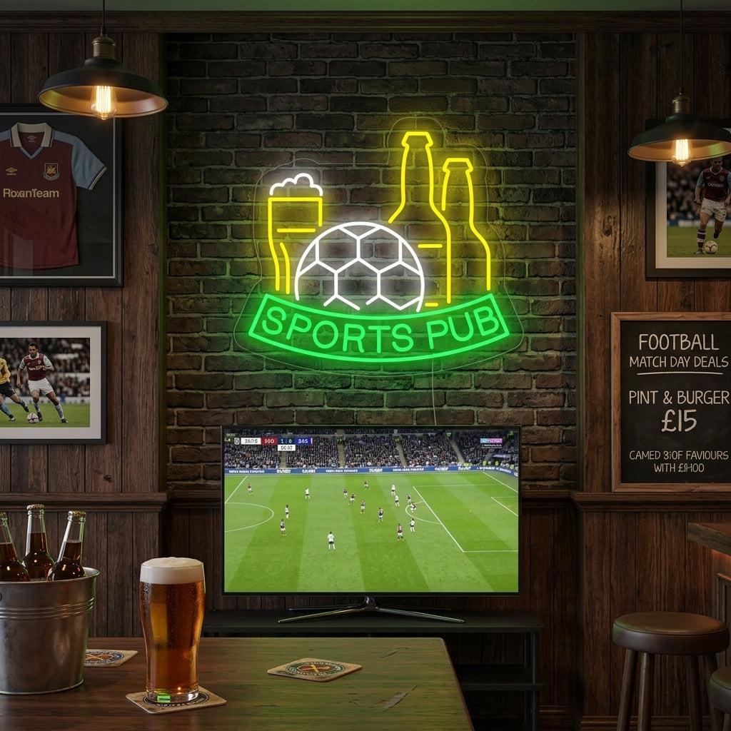 "Voetbal, bier, Sports Pub" Neon Verlichting