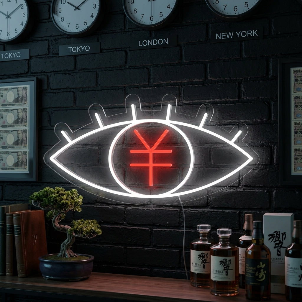 "Japanse Yen Symbool Met Oog" Neon Verlichting