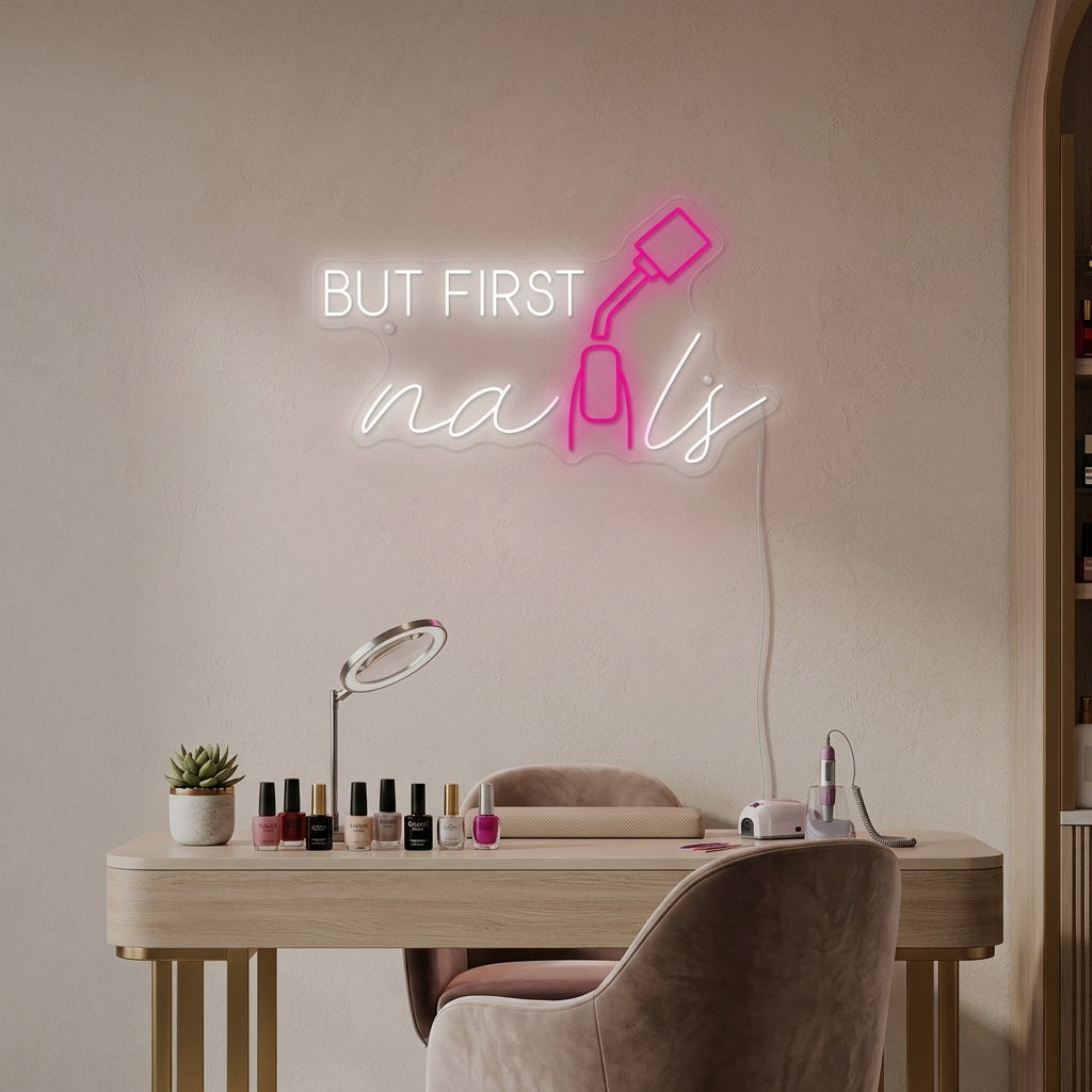 "But First Nails" Neonbord