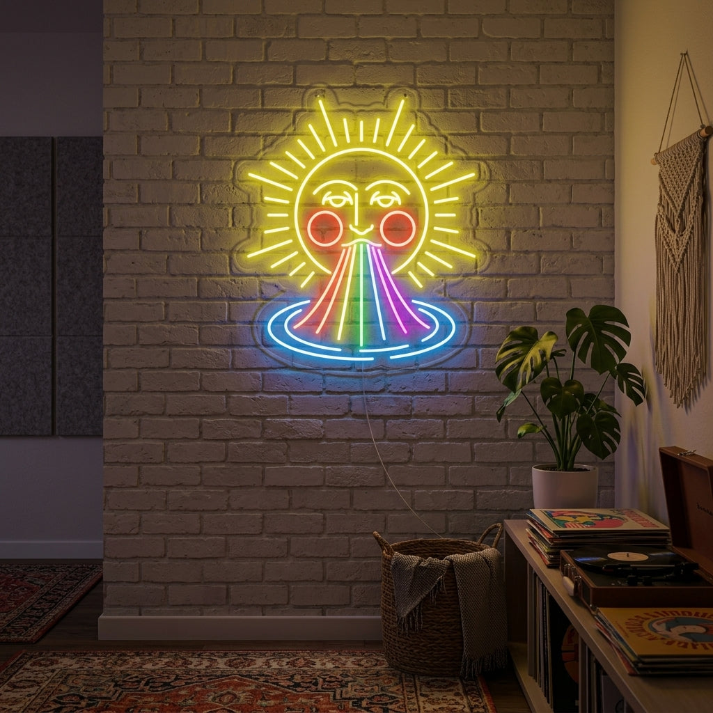"Regenboog zon" Neon Verlichting
