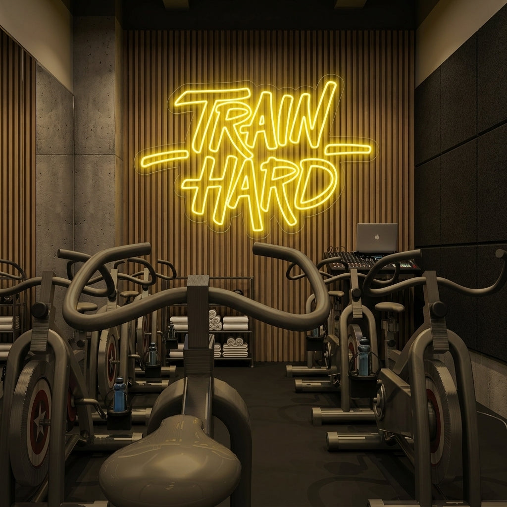 "Train Hard, Gym Decor, Gym Quotes, Fitness Quotes, Workout Quotes" Neon Verlichting