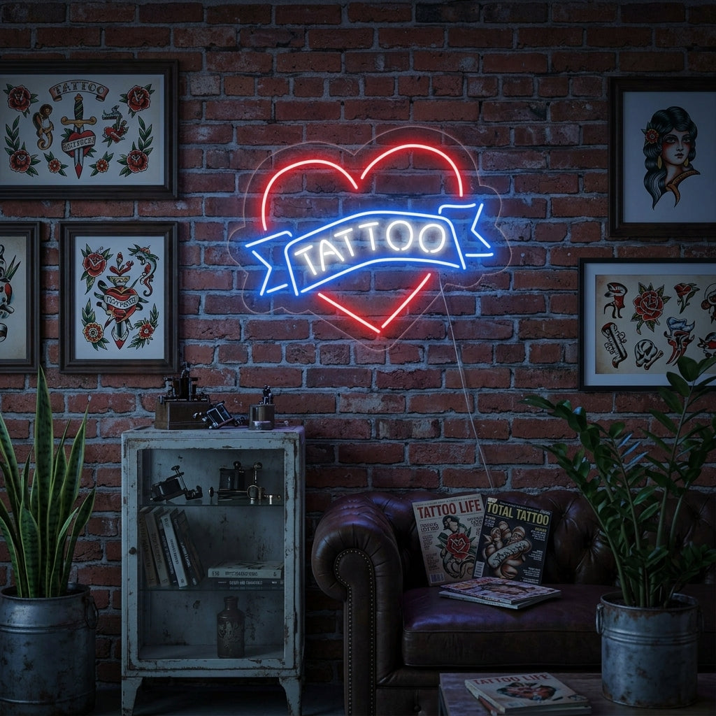 "Tattoo, Hart" Neon Verlichting