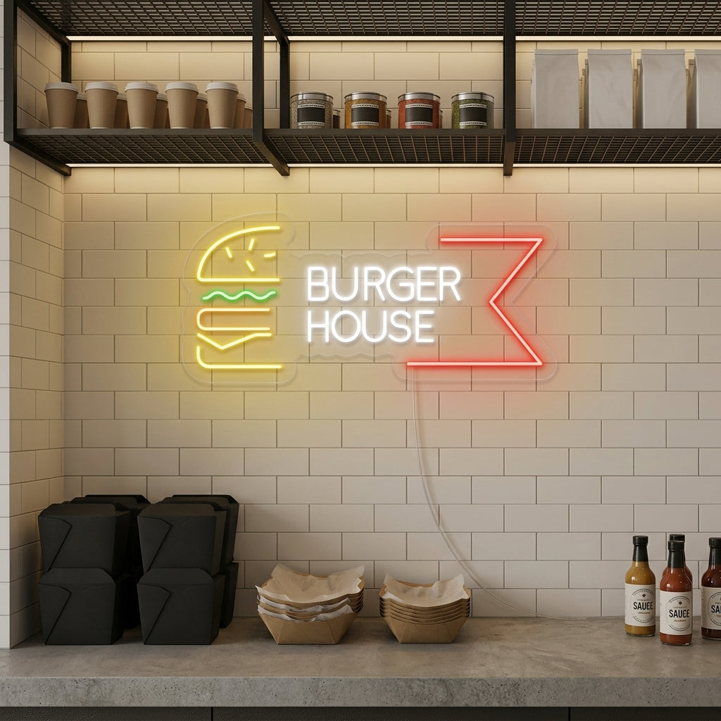 "Restaurant Burger House" Neon Verlichting