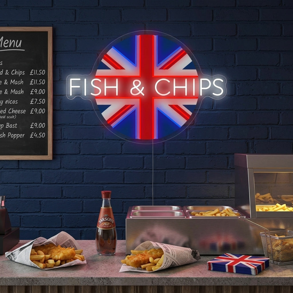"Uk Fish & Chips" Neonbord