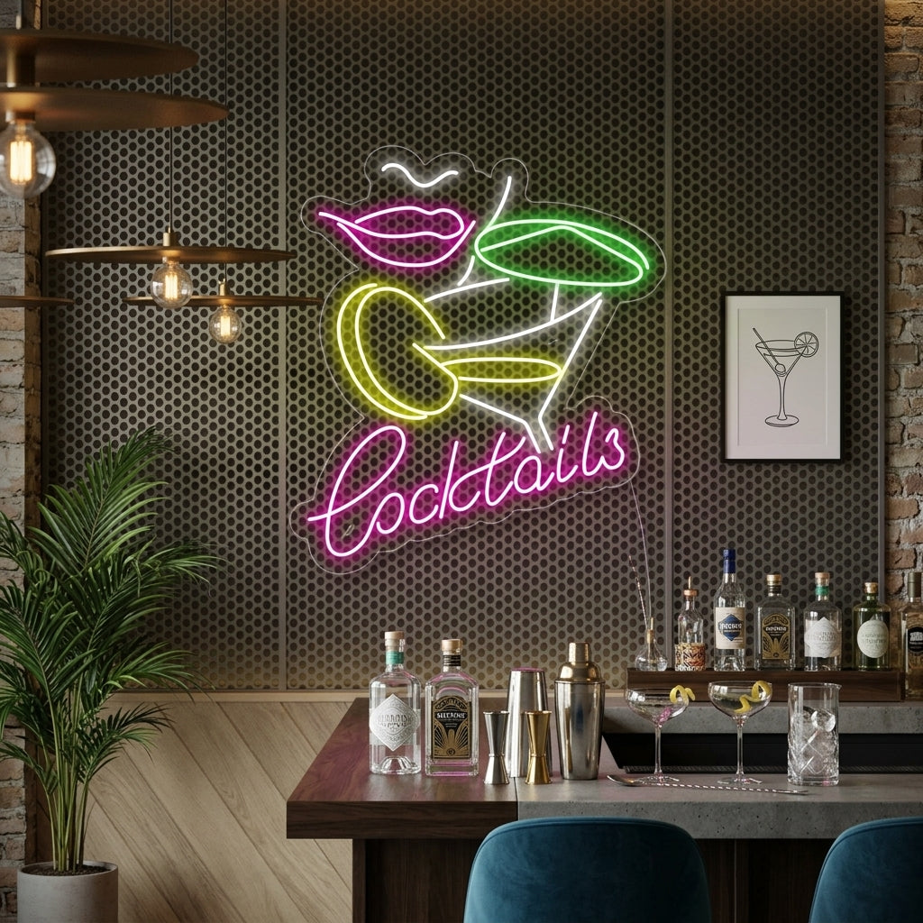 "Gin Tonic Cocktail Vrouw Bar" Neon Verlichting