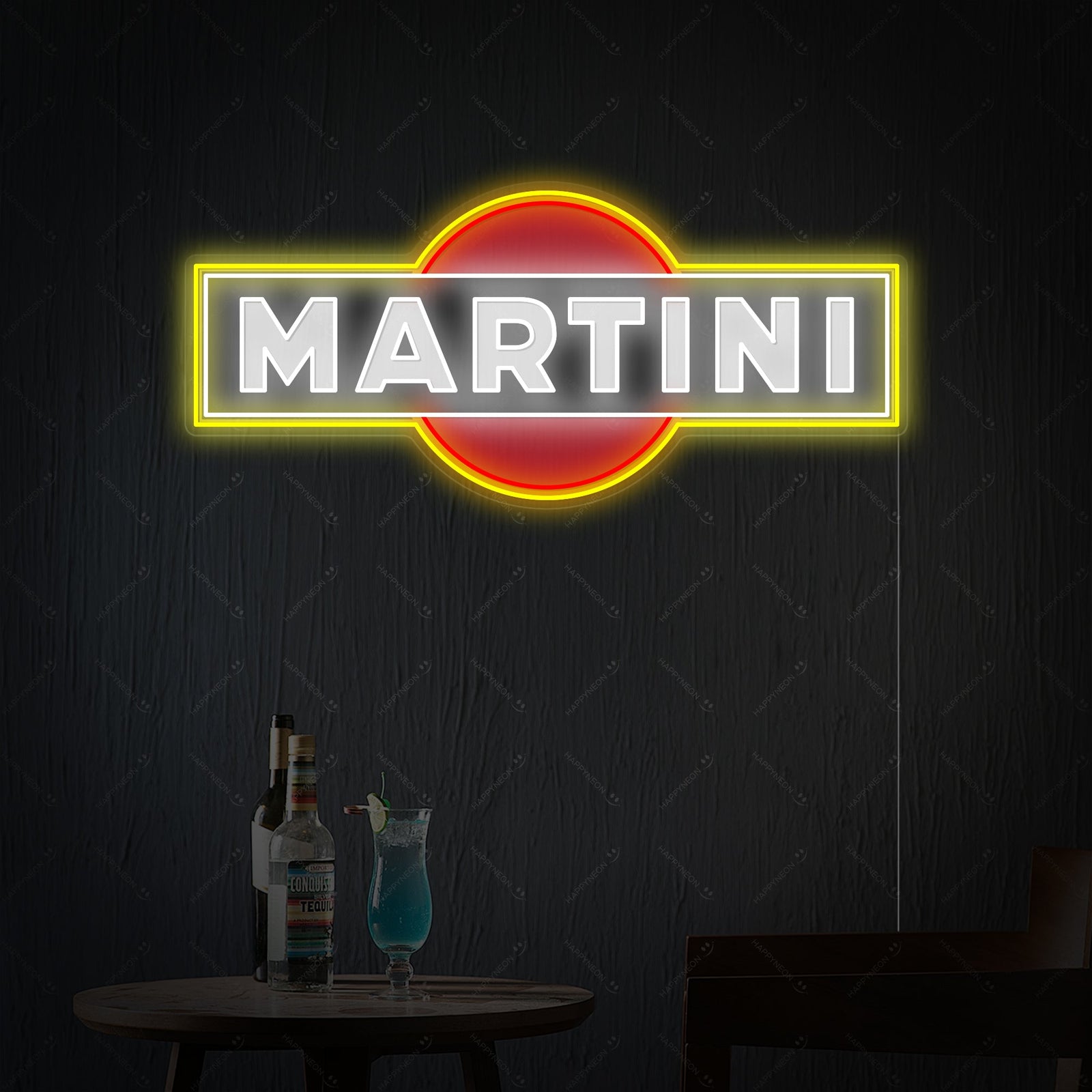 Neon LED Martini logo, stijlvolle barverlichting.