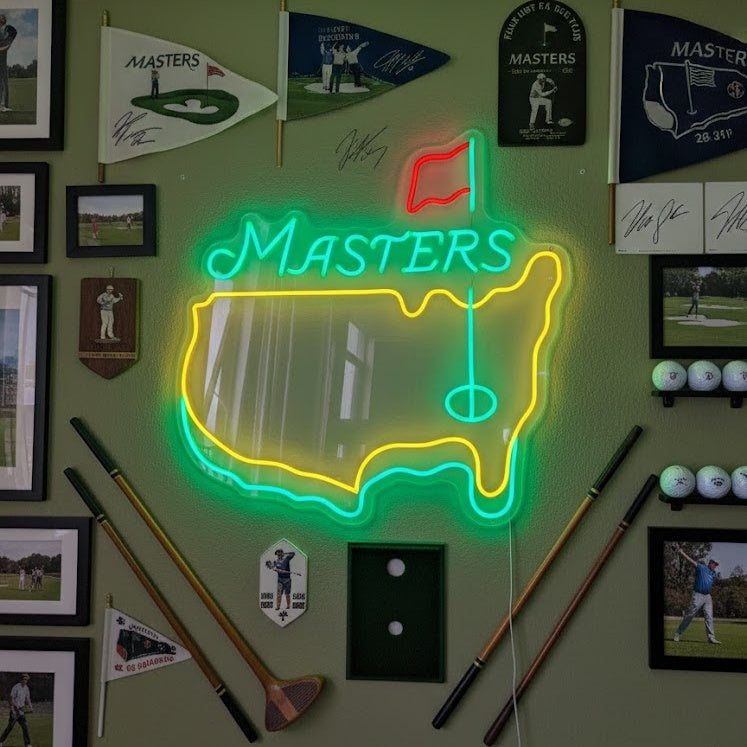 Neon LED Masters Golf logo, sportdecoratie.
