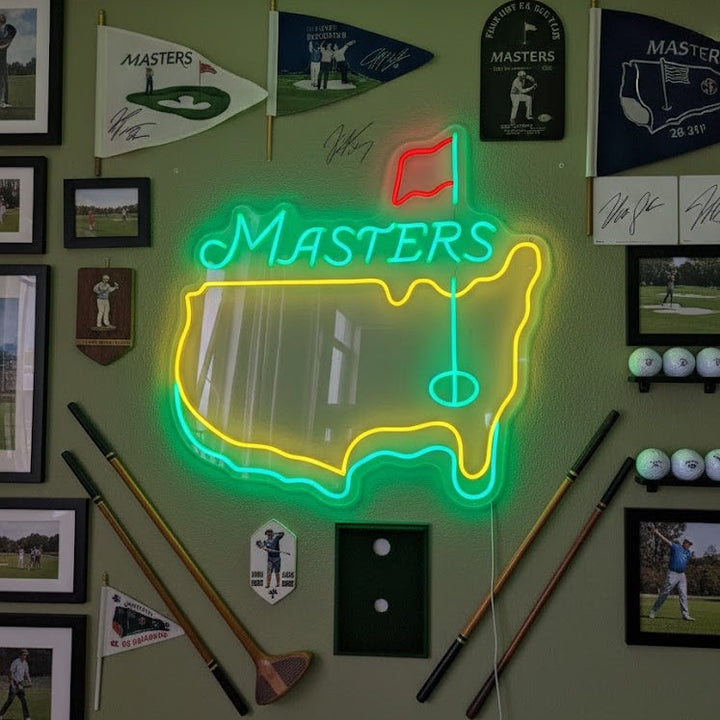 Neon LED Masters Golf logo, sportdecoratie.