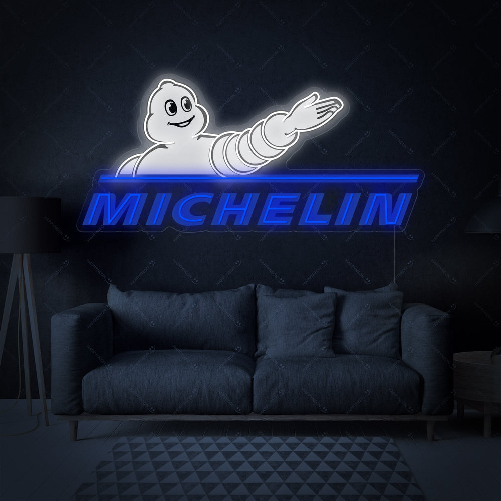 Neon LED Michelin Bibendum, professionele garageverlichting.