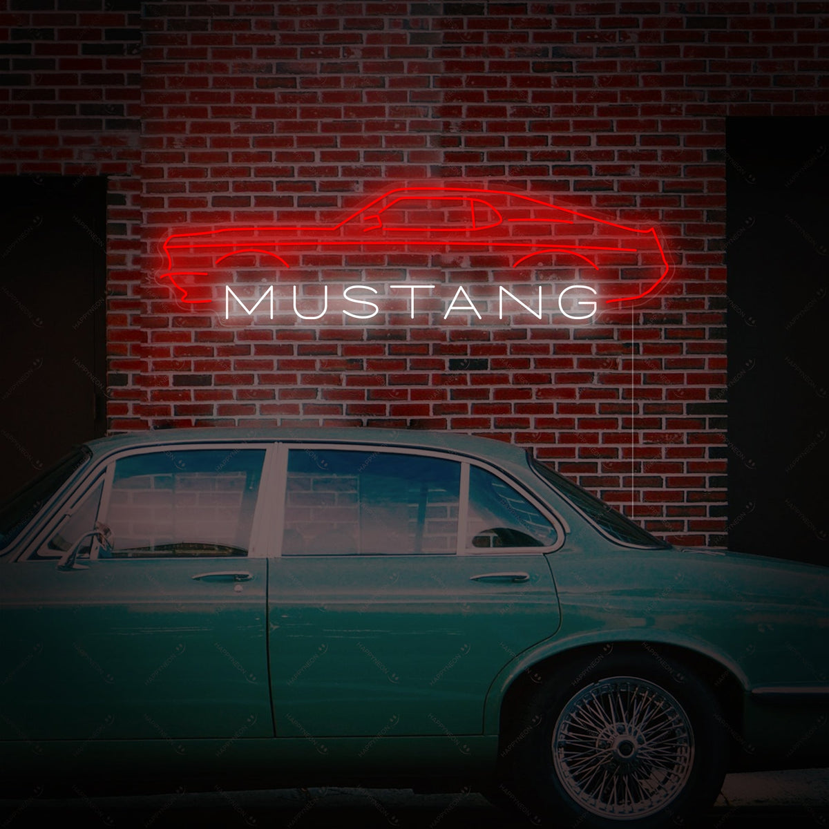 Ford Mustang autosilhouet LED neonbord