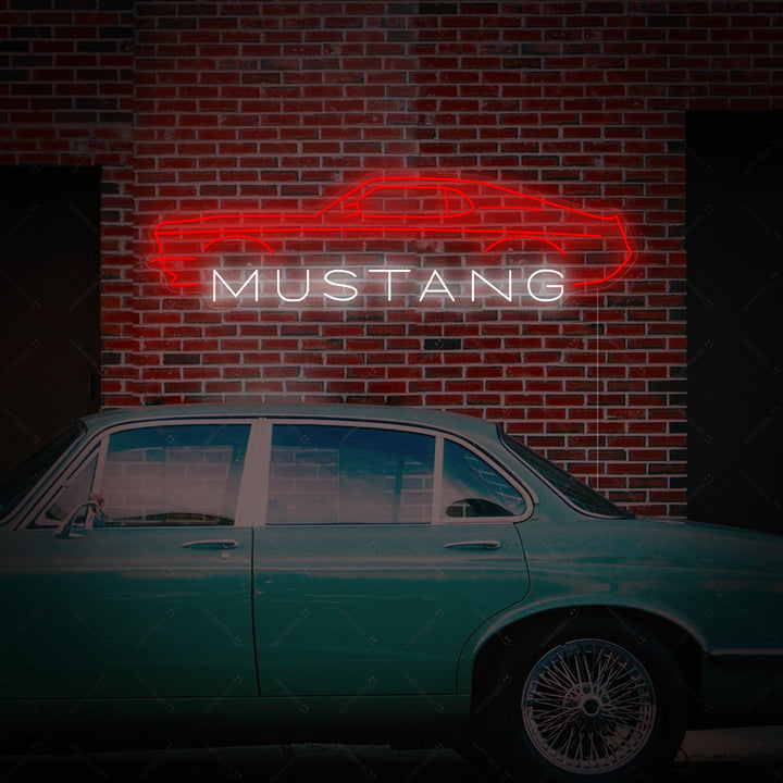 Ford Mustang autosilhouet LED neonbord