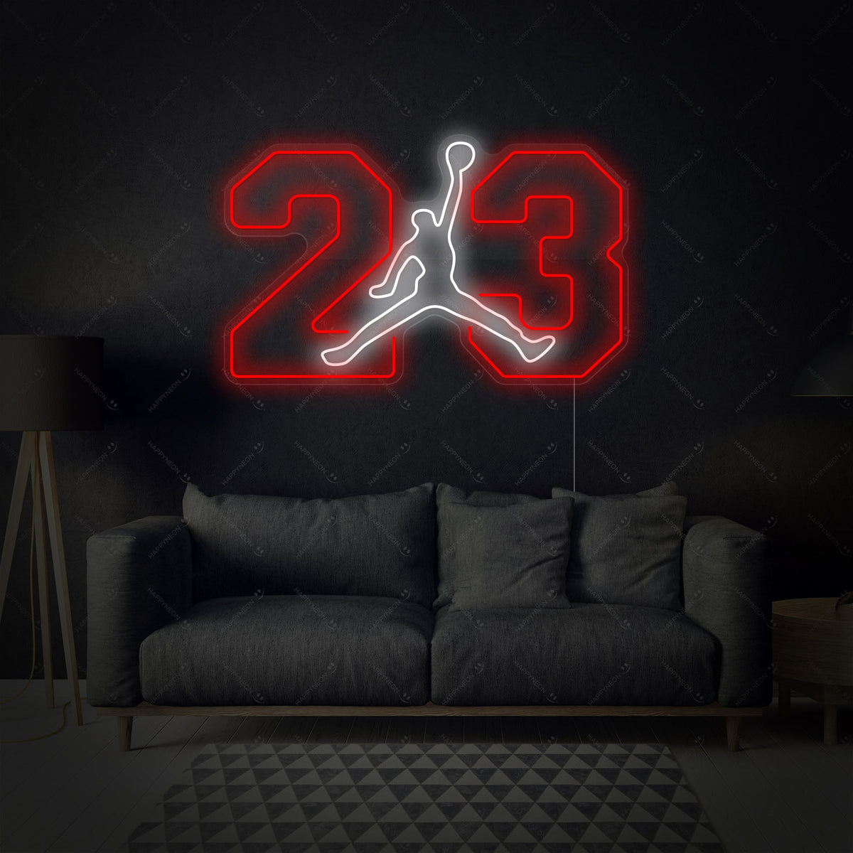 Neon LED Jumpman 23 bord, sportdecoratie.