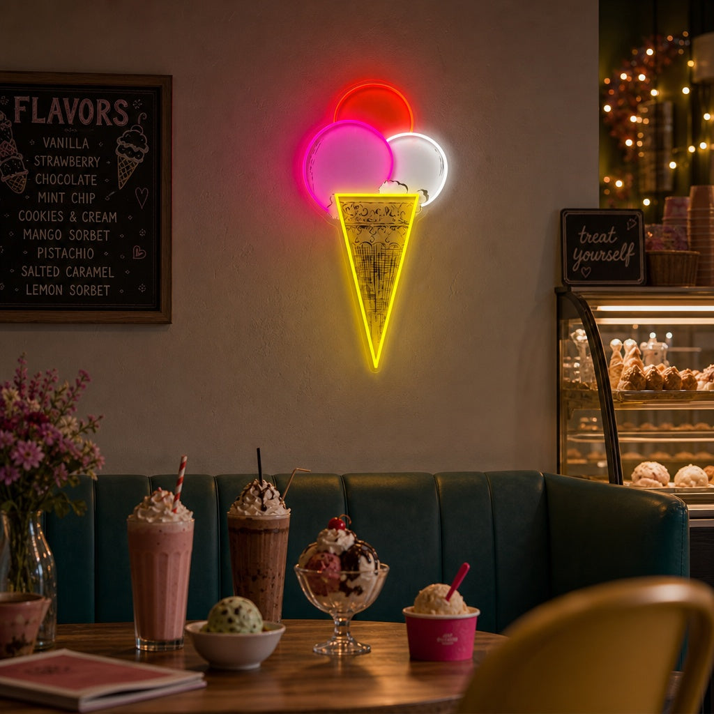 "Pop Art Triple Scoop Cone" Neonbord
