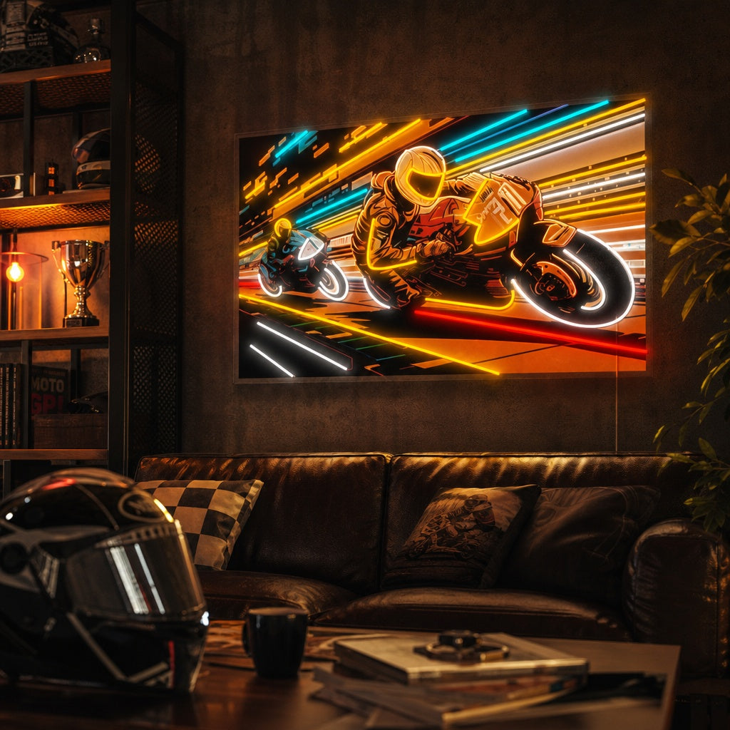 "Race motorfiets" Neonbord