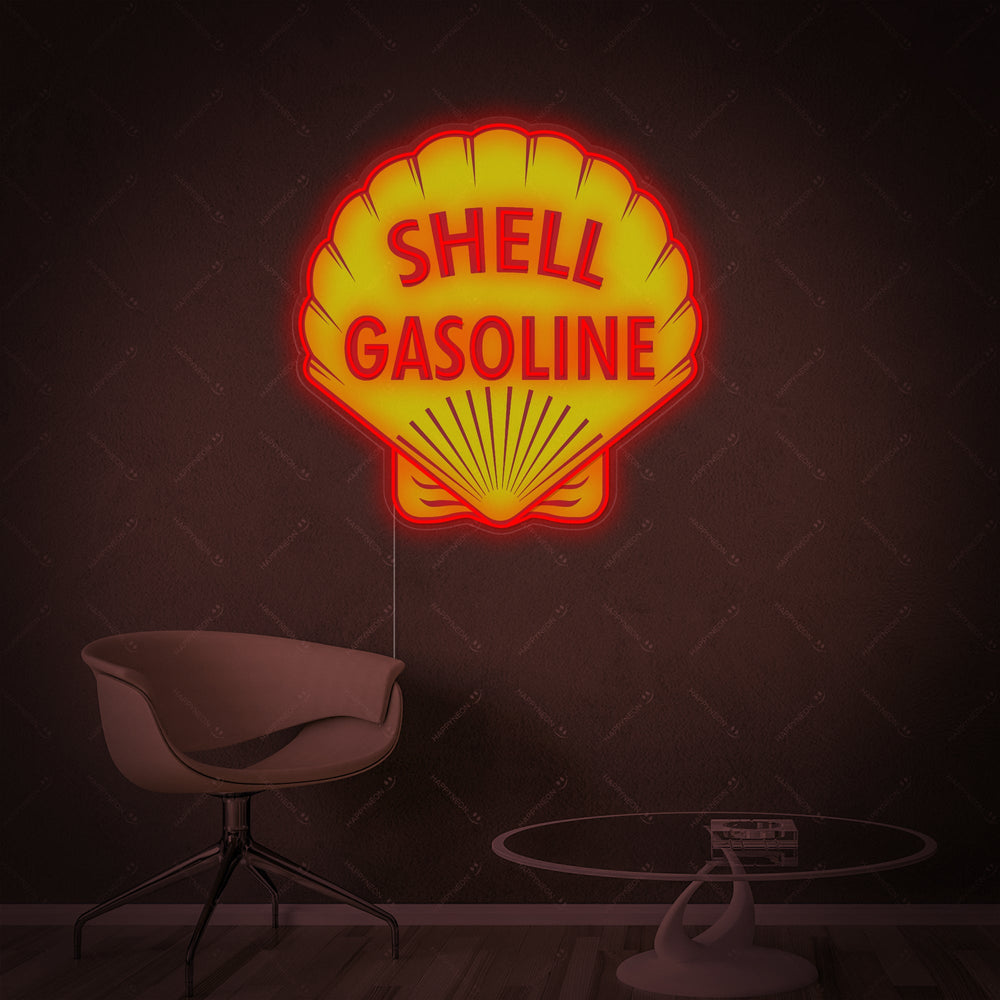 Neon LED Shell Gasoline logo, vintage benzinebord.