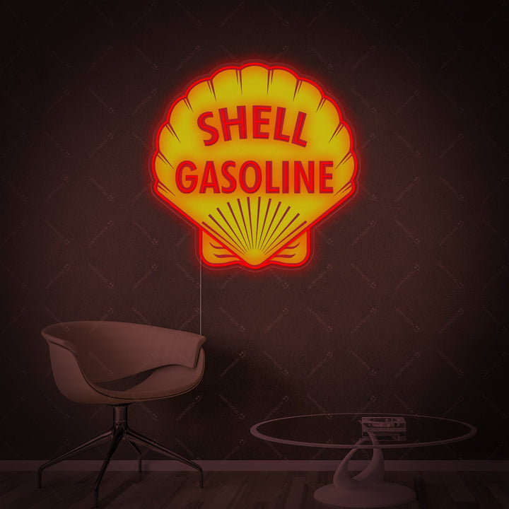 Neon LED Shell Gasoline logo, vintage benzinebord.