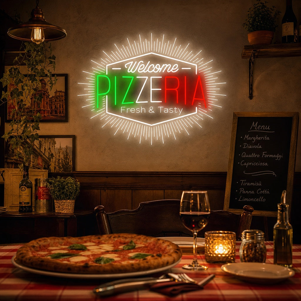 "Welcome Pizzeria" Neonbord