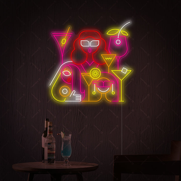 "Vrouwen met een drankje in een cocktailbar" Neonbord
