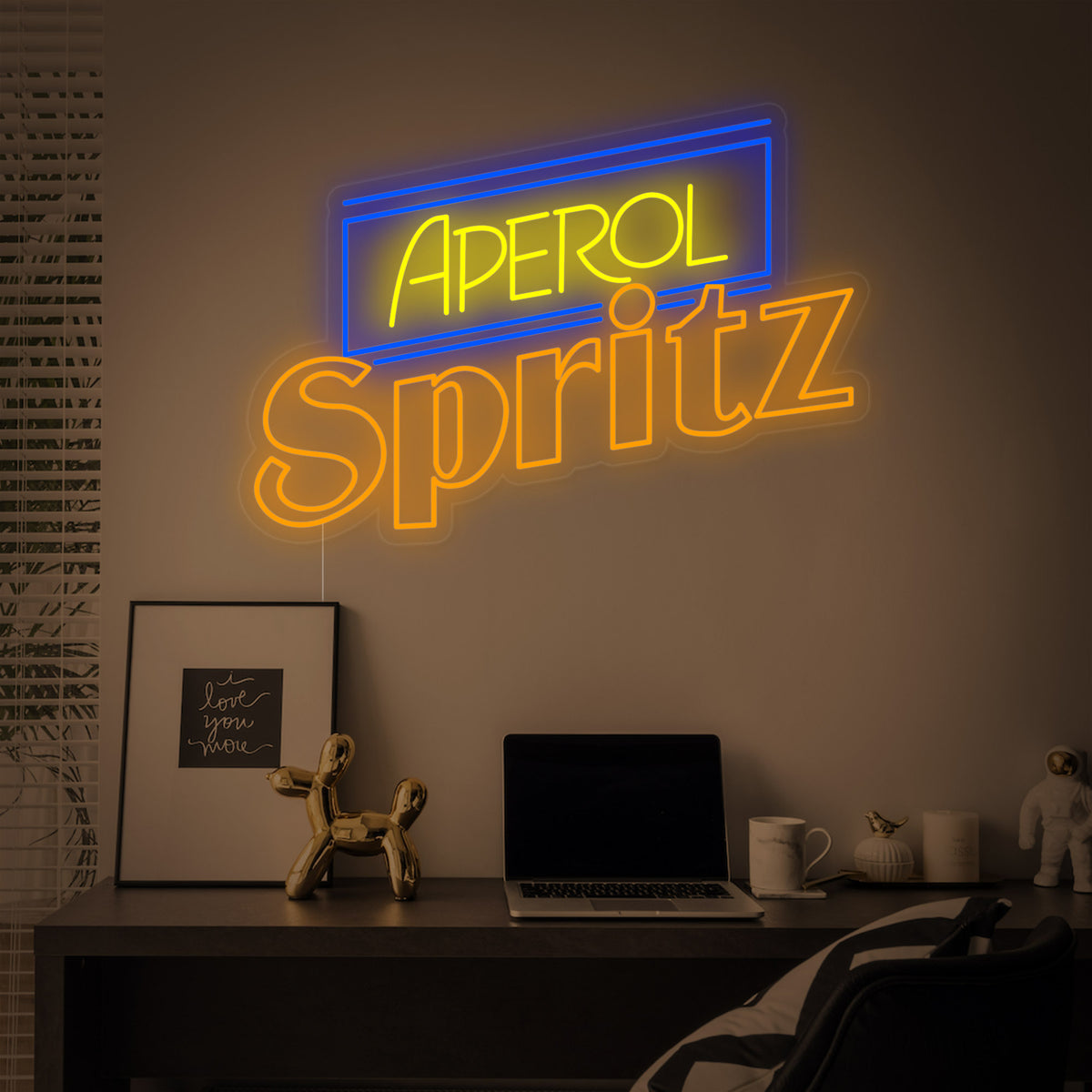 Neon LED-bord Aperol Spritz, feloranje barverlichting.