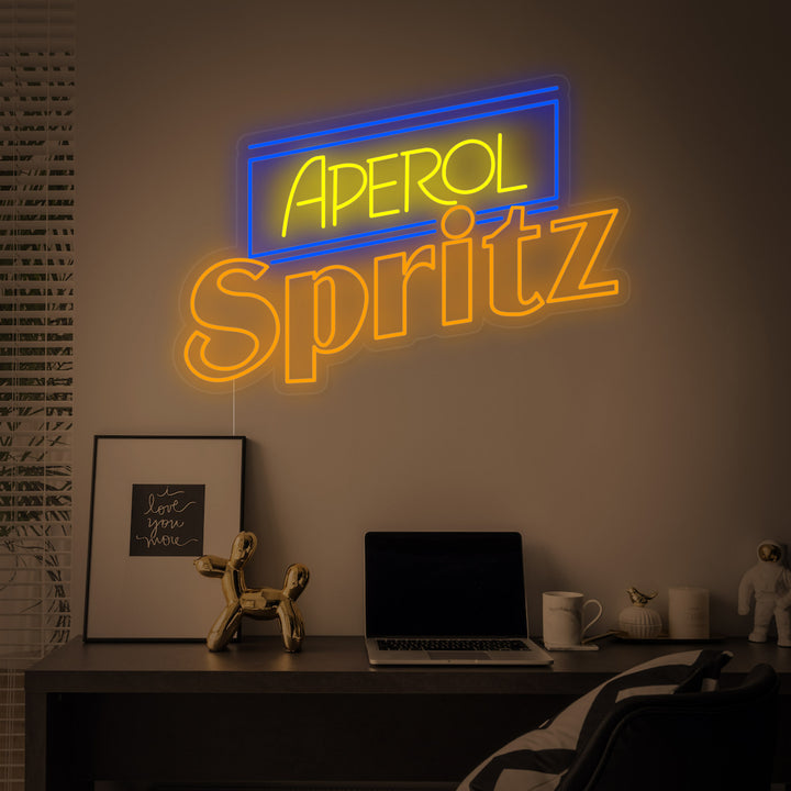 Neon LED-bord Aperol Spritz, feloranje barverlichting.
