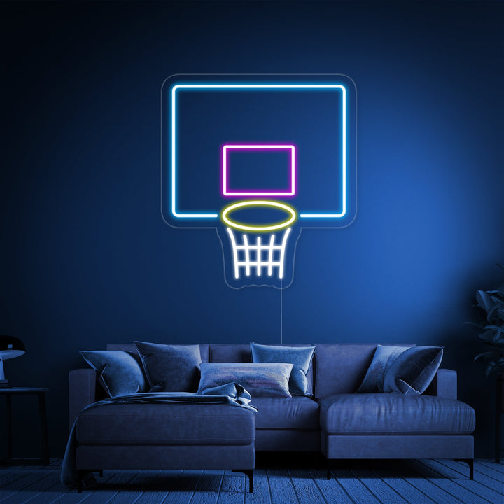 Basketbalbord met ring LED neon wandlamp