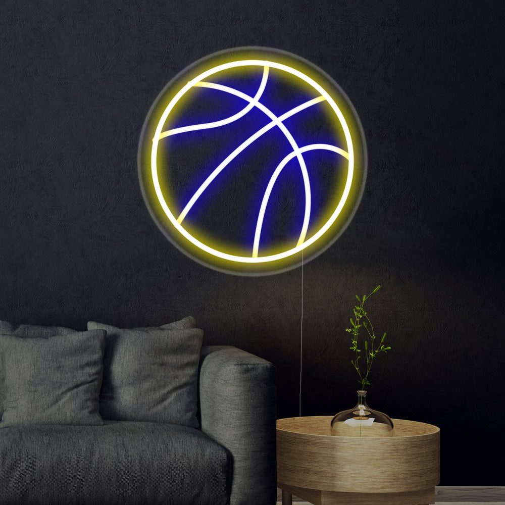 Basketbal LED neon bord geel blauw