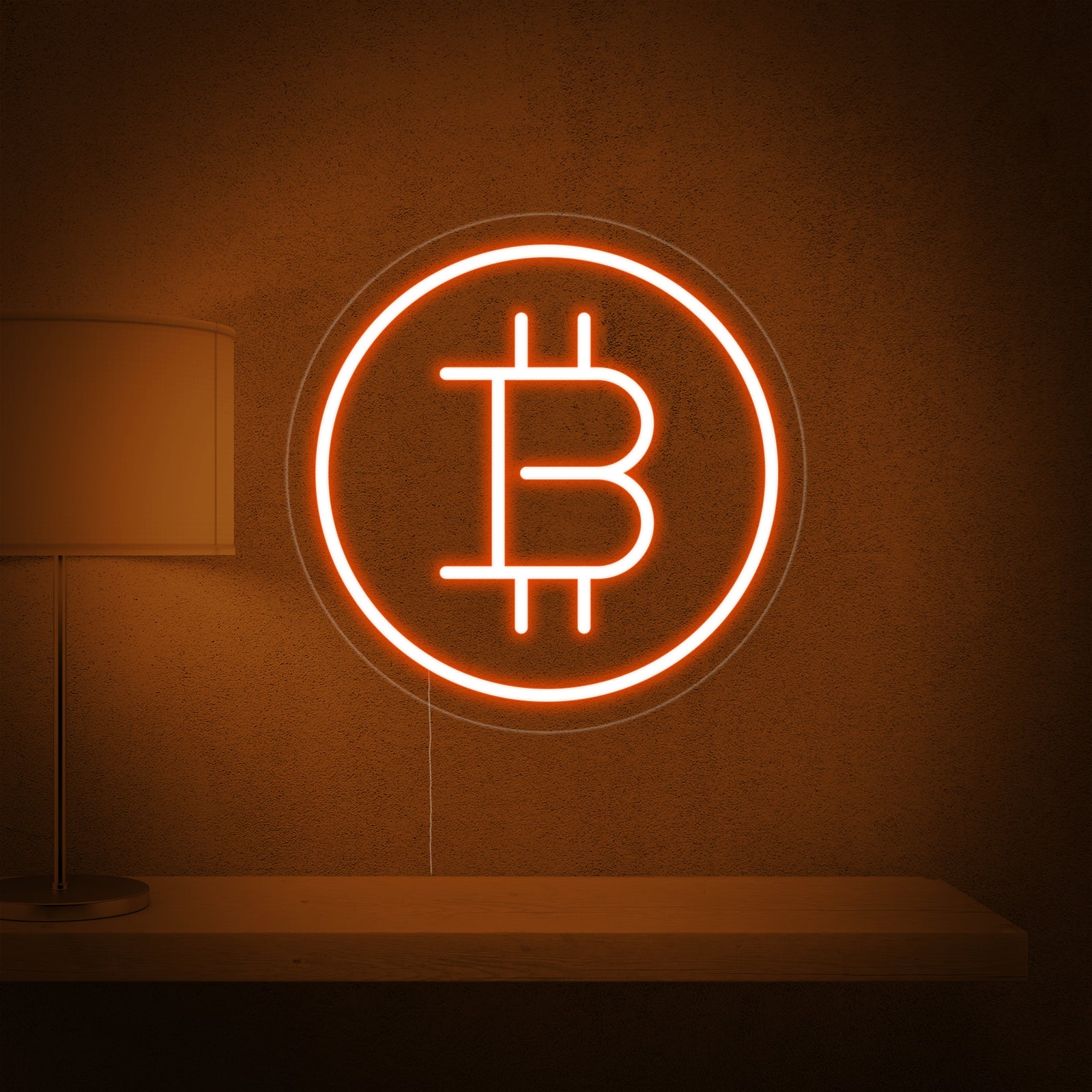 Bitcoin logo LED neon oranje
