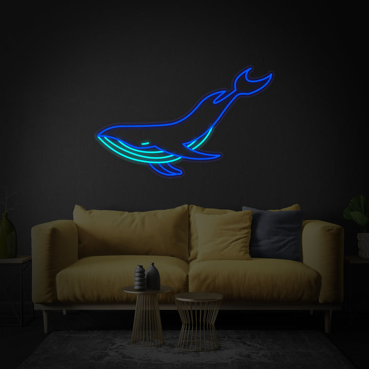 "Blauwe Vinvis" Neon Verlichting