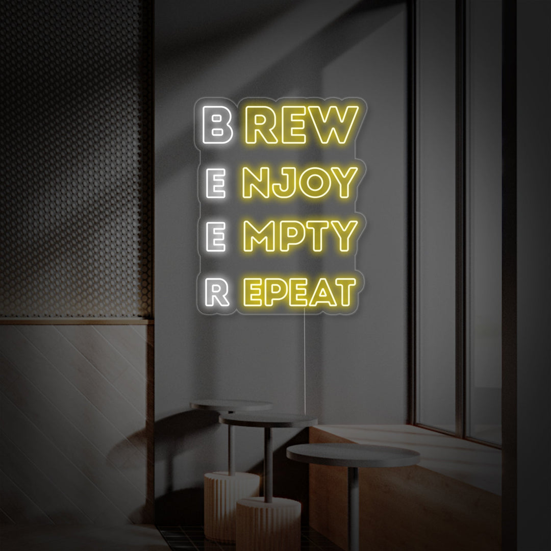 "Brew Enjoy Empty Repeat Beer Bar" Neon Verlichting