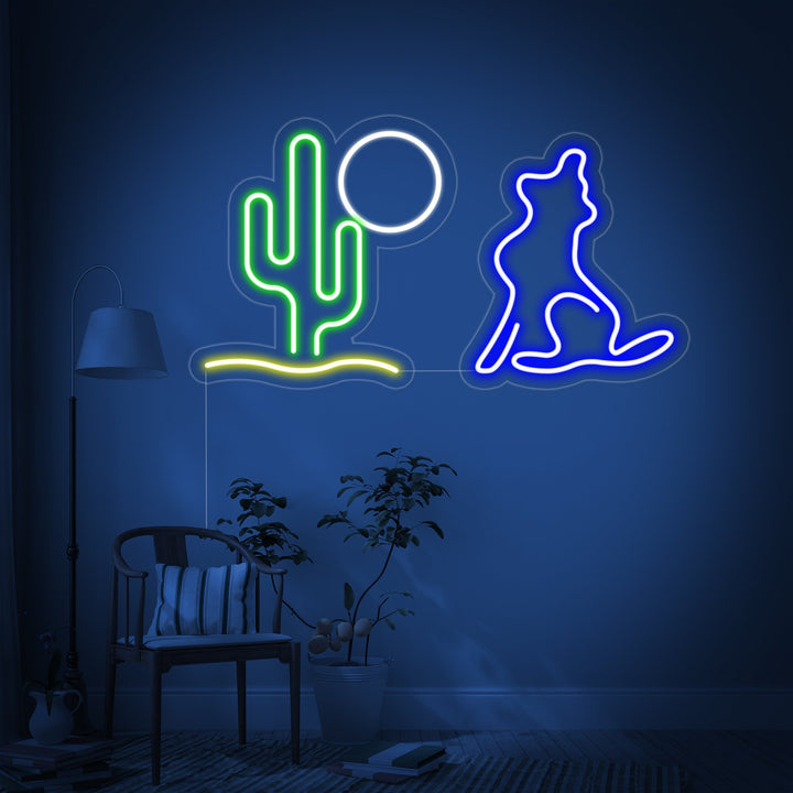"Cactus, Maan, Wolf" Neon Verlichting