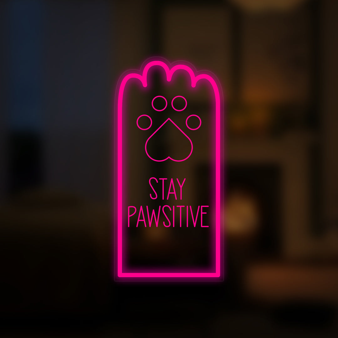 "Stay Paw Positive, Kat" Mini Neon Verlichting