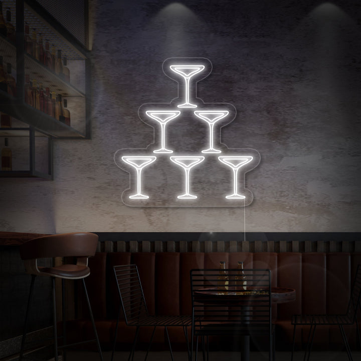 "Champagneglazen, Piramide, Bar" Neon Verlichting