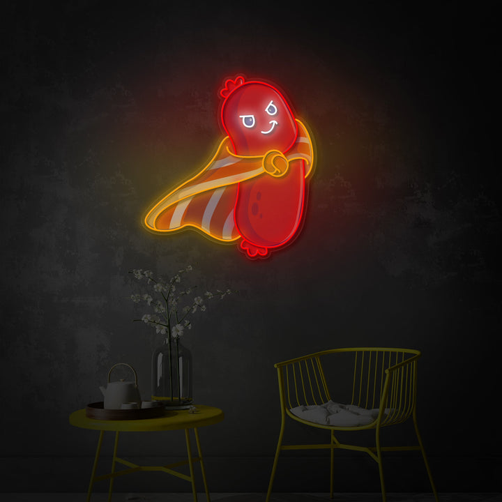 "Leuke worst superheld, eten, restaurant" UV-geprint LED-neonbord