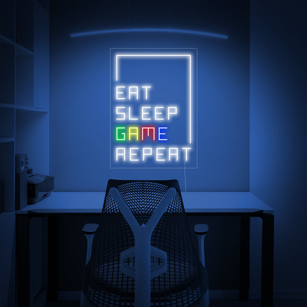 "Eat Sleep Game Repeat, Gamer Decoratie" Neon Verlichting