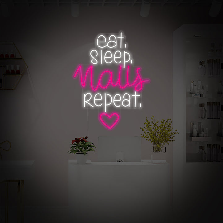 "Nagelstudio Eat Sleep Nails Repeat" Neon Verlichting