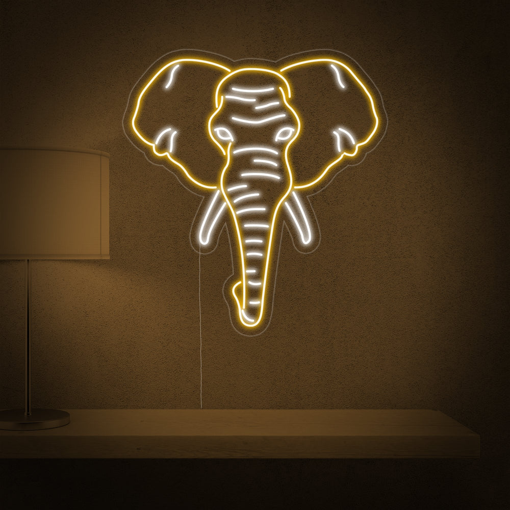 Geel olifant LED neon wanddecor