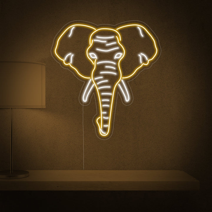 Geel olifant LED neon wanddecor