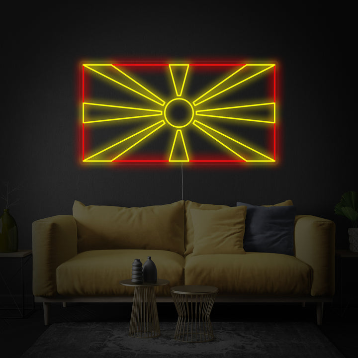 "Vlag Van Noord-Macedonië" Neon Verlichting