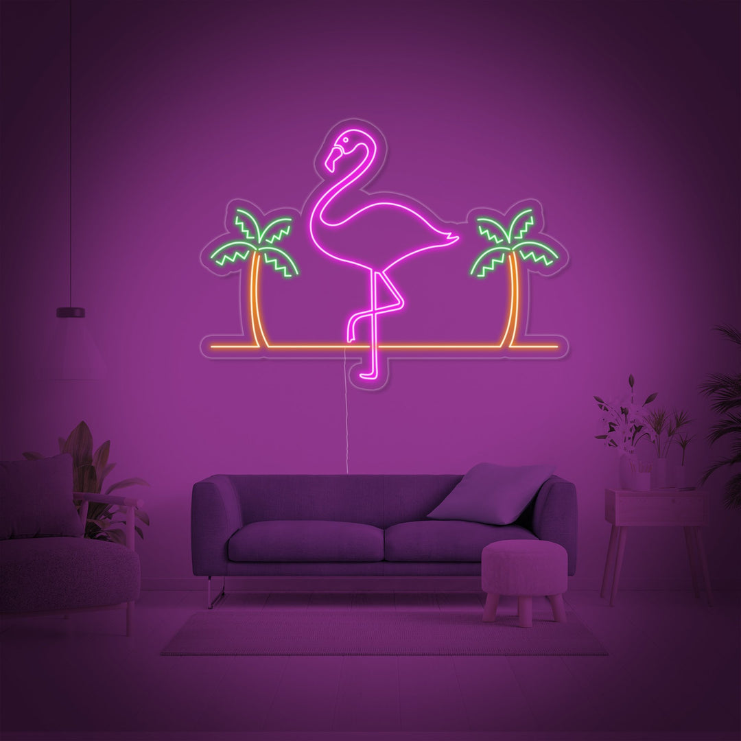 "Flamingo, Palmbomen, Bar" Neon Verlichting