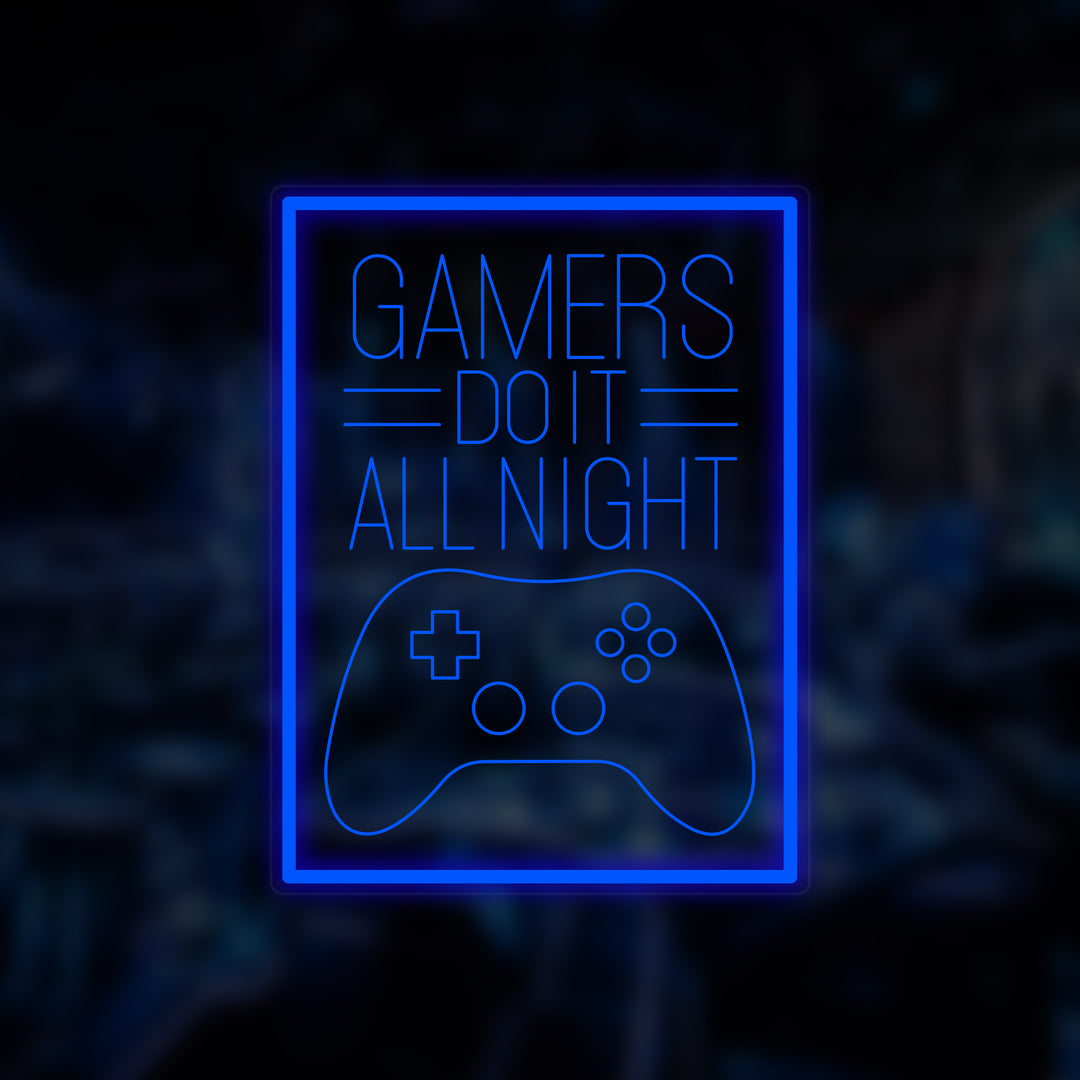 "Gamers Do It All Night" Miniatuur Neonbord