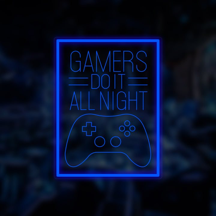 "Gamers Do It All Night" Miniatuur Neonbord