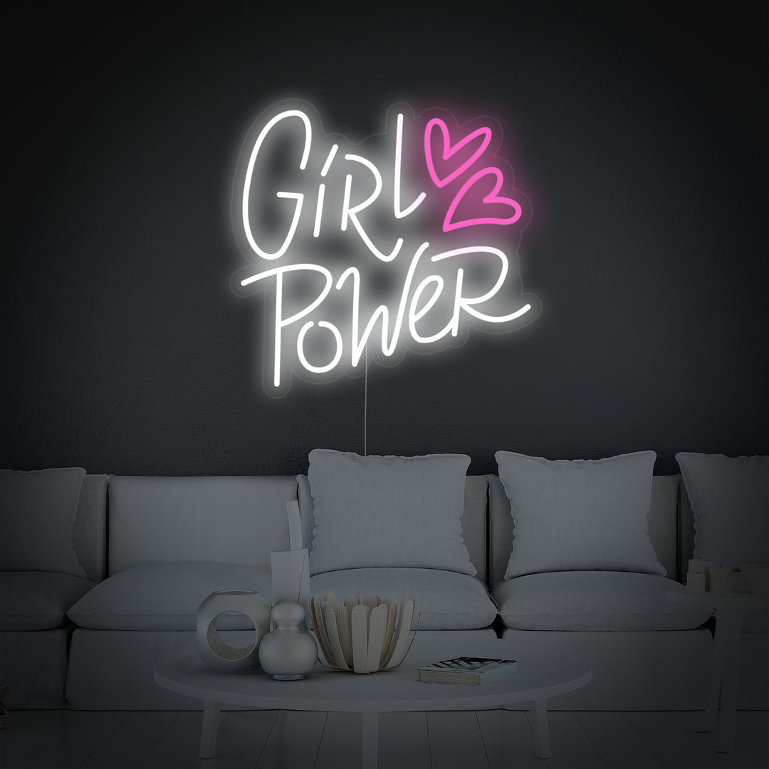 "Girl Power Hearts" Neon Verlichting